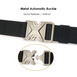KOLBER New Silver Elastic Belt for Men Metal Buckle Quick Release 3.4cm Casual Belt Tight Woven Stretch Belt Tactical Girdle