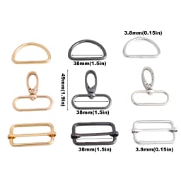 6pcs Metal Buckles Set - D Ring + Slide Buckle + Swivel Snap Hooks for Bag Backpack Straps DIY Purse Making