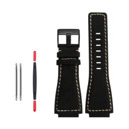 35-24mm convex cowhide band For Bell Ross B&R BR-01 BR-03 Men Genuine leather watchband silicone rubber waterproof watch strap