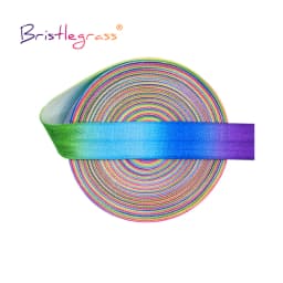 BRISTLEGRASS 2 5 10 Yard 5/8" 15mm Rainbow Rose Flower Floral Print Fold Over Elastic FOE Spandex Band Tape Hair Tie Sewing Trim