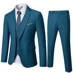 ( Blazer + Vest + Pants ) Men's Suit Slim 3 Pieces Set Solid Wedding Party Prom Groom Best Male Formal Business Suit