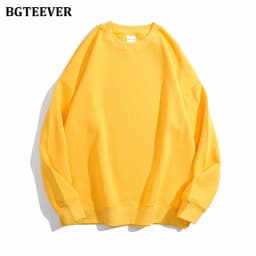 BGTEEVER Casual O-neck Loose Women Pullovers Spring Autumn Long Sleeve Basic Cotton Sweatshirts for Women