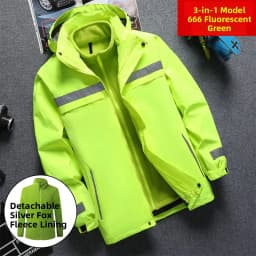 High-Speed Reflective Thickened Cotton Jacket Men's Fleece-Lined Printed Workwear Winter Outdoor Style Removable Hat Business...