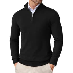 Men's Quarter Zip Up Sweaters Slim Fit Lightweight Mock Neck Pullover Casual Sweaters Half Turtleneck Knitted Outdoor Streetwear