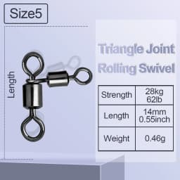 FishTrip 3 Way Swivels Triangle Joint Rolling Swivels Connector Three Way Swivel Catfish Fishing Accessories for Bottom Bouncing
