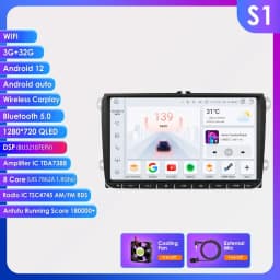9inch Android12 Car Radio Player GPS Navi For VW Seat POLO GOLF 5 6 POLO PASSAT CC B6 TIGUAN TOURAN EOS SHARAN Carplay 7862