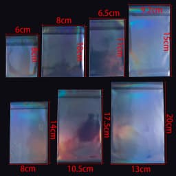 50pcs Transparent Holographic Laser Self Adhesive Bag Aurora Color Pouches for DIY Jewelry Badge Gift Package Storage Bags