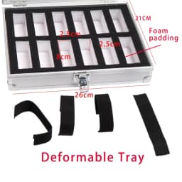 Aluminum Structure Watch Storage Box 12 Grid Slot Jewelry Display Square Case Suede Inside Rectangle Watch Holder for Organizing