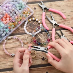 6pcs/Set Jewelry Pliers Tools Kit Needle Chain Round Nose Pliers Tweezers with Open Rings for DIY Jewelry Making Repair Tool