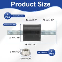 4/8Pcs M3 M4 M5 M6 Rubber Isolator Mounts Rubber Studs Shock Absorber Anti-Vibration Isolation Damping Mounts with Lock Nuts