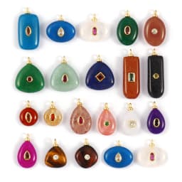 1 Piece Brass & Cubic Zirconia Natural Stone Geometric Charms 18K Gold Plated Olivary Round Pendant For DIY Necklace Making