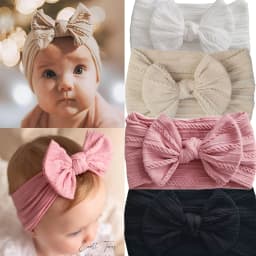 1/3/4/6Pcs Solid Color Baby Headband Bow Children Hair Band Elastic Nylon Newborn Soft Turban Headwrap Kid Hair Accessories