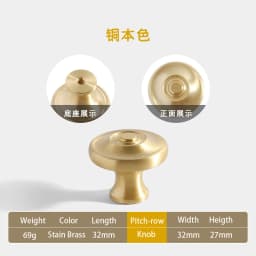 Pure Copper French Gold Wardrobe Handle Solid  Brass Cabinet Door Handle American Cabinet Door Drawer Gold Handle Brass