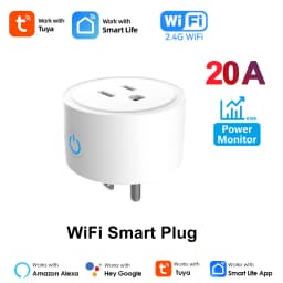Tuya Smart Plug WiFi / Zigbee US Socket 20A With Power Monitor Timing Outlet Smart Life App Control Works with Alexa Google Home