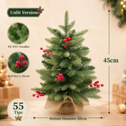 Artificial Christmas Tree Pure PE+PVC+Red Fruit High-grade Desktop Small Christmas Tree 45cm/60cm Family Christmas Decorations