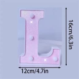 1PC 16cm Pink Glitter LED Letter&Number Lights Battery Powered Decorative Lights For Wedding,Proposal,Birthday,Party,Photo Props