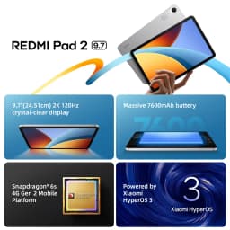 Xiaomi Redmi Pad 2 9.7'' Wifi Tablet Snapdragon 6S 4g Gen 2 System Xiaomi Hyperos 3 9.7'' 2K 120Hz Crystal Clear Display 7600Mah Battery