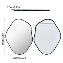 Asymmetrical Black Wall Mirror, Large Irregular Modern Wall Mounted Mirror with Aluminum Alloy Frame, Unique Freeform Decorative Art Mirror for Living Room, Bedroom, Entryway & Hallway