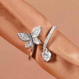 Huitan Aesthetic Flower Adjustable Finger Ring Female Brilliant Zirconia Jewelry for Engagement Ceremony Delicate Accessories