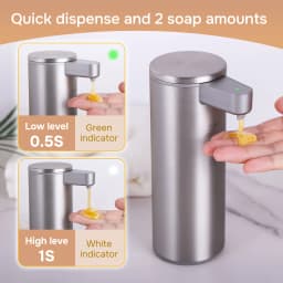  Automatic Soap Dispenser Stainless Touchless Rechargeable Hand Sanitizer Shampoo Detergent Dispenser for Kitchen Bathroom Toil