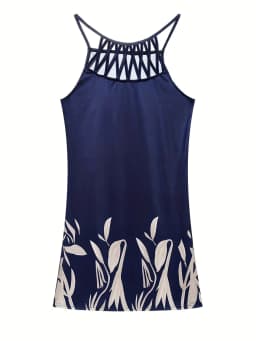 2026 New Spring and Summer National Wind Positioning Printing Mesh Belt Sleeveless Casual Dress