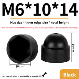 10Pcs/PACK Black M4 M5 M6 M8 M10 M12 Bolt Nut Dome Protection Caps Covers Exposed Hexagon Plastic Screw Protection Covers