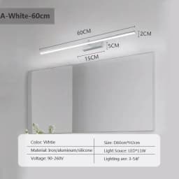 Modern LED Wall Lamp Mirror Decor Lighting 60/80/100cm Long Strip Light For Bedroom Bathroom Washroom Kitchen Indoor Luminaires