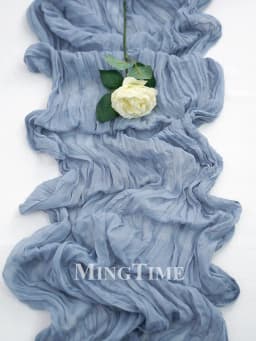 Pleated Table Runner Semi-Sheer Gauze Sage Cheesecloth Table Dining Vintage Wedding Party Bridal Christmas Decoration