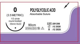 Veterinary Absorbable Sutures, Polyglycolic Suture (0/2/3/4 Medical Suture) (12 Pcs/90cm Round/Reverse Suture Thread)