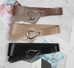 [EAM]  Irregular Genuine Leather Wide Multicolor Belt Personality Women New Fashion Tide All-match Spring Autumn 2026 1DD3996