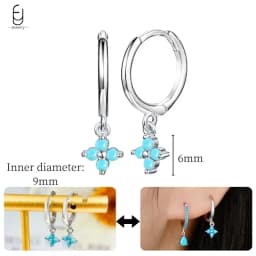 925 Sterling Silver Needle Exquisite Turquoise Silver Earrings for Women Blue Crystal Geometry Pendant Earrings Luxury Jewelry
