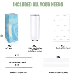 HTVRONT 8 Pack 20 OZ Sublimation Tumbler Blanks Skinny Straight in Bulk, Stainless Steel Insulated Sublimation Tumbler