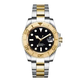 Custom Logo 40MM Luxury NH35 Automatic Watch Two Tone Gold Sapphire Glass Ceramic Bezel Men Diver Watches Male reloj hombre