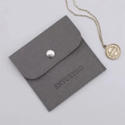 50 Personalized Logo Size Microfiber Jewelry Gift Pouch Velvet Snap Button Rings Earrings Packaging Organizer Wedding Favors Bag