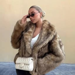 Retro Long Sleeved Fur Jacket for Women Solid Color Lapel Faux Fur Cardigan Tops Fashion Ccasual Thickened Warm Overcoat