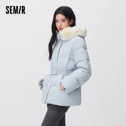 Semir Women Down Jacket Mid Length Water Repellent Windproof 90 Percent Down Fill Plush Collar Modern Style 2026 New