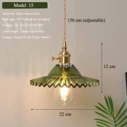 Multi-Style Nordic Pendant Lamp Green Glass Ceiling Lighting Kitchen Island Hand Brass Hanging Light Fixtures for Dining Room