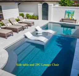 2PC Outdoor Deck Pool Lounge Chair Swimming Pool Garden Reclining Chair in Water Chaise Ledge Sun Lounger