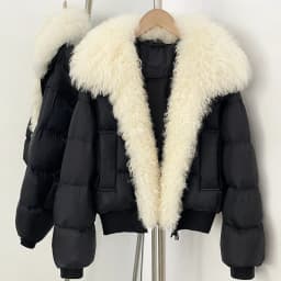 OFTBUY Female New Winter 90 Duck Down Jacket Women Real Lamb Fur Coat Short Warm Natural Fur Clothing Fashion Puffer Outerwear