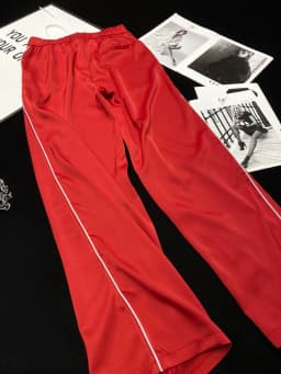 [YOZOU] Red Silk Satin Aesthetic Wide Pants Split Dance Elastic Waist Trousers Bottoms Slacks Korean Streetwear Rave Outfits