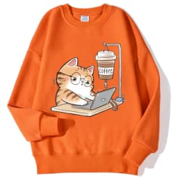 Work Cats That Cannot Do Without Coffee Womens Hoody Loose Comfortable Hoodies Harajuku Fleece Hoodie Fashion Autumn Men Top