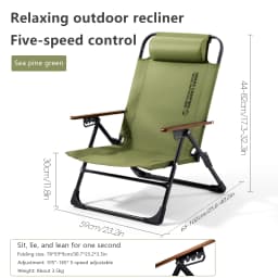 BISINNA Camping Folding Chair Adjustable Armrest Portable Relaxing Chair With Detachable Pillow for Beach Travel Hiking