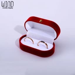 Wedding Ring Packaging Box Ear Studs Holder Velvet Engagement Couple Ring Box Valentine Gift Double Rings Storage Display Case
