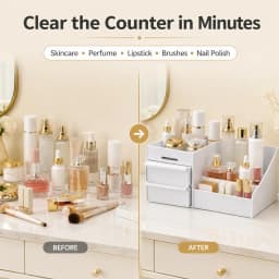1pc White New Drawer Makeup Storage Box Dormitory Finishing Plastic Shelf Cosmetics Skin Care Dressing Table Desktop