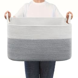 Laundry Basket, Woven Storage Baskets for Organizing, Cube Cotton Rope Baskets for Shelves, Magazine & Newspaper Baskets