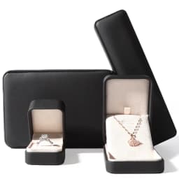 Black PU Leather Jewelry Box  Ring Bracelet Necklace Storage Case Mini Jewelry Packaging Gift Box For Wedding Valentines Gift