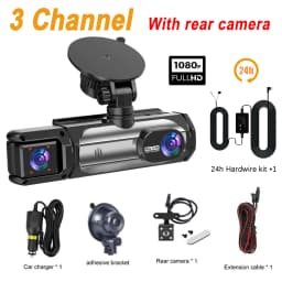 3 Cameras Dash Cam 1080P Front and Rear View Camera Night Vision Parking Monitor Car DVR 3way Car Video Recorder With Gift