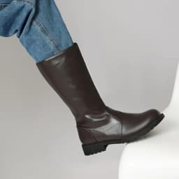 Men's Knight Boot with Belt Buckle High Top Autumn Winter Fashion Casual round Toe Anti-Slip Rubber Outsole Leather Lined