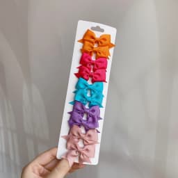 10Pcs/Set Solid Color Kids Bows Hair Clips for Baby Girls Handmade Ribbon Bowknot Hairpin MiNi Barrettes Hair Accessories