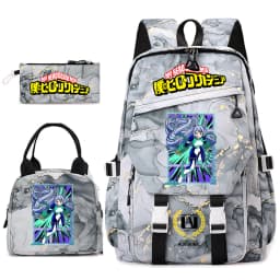 My Hero Academia Anime Print School Backpack Set for Girls Casual Lightweight Student Bookbag with Lunch Bag Pencil Case
